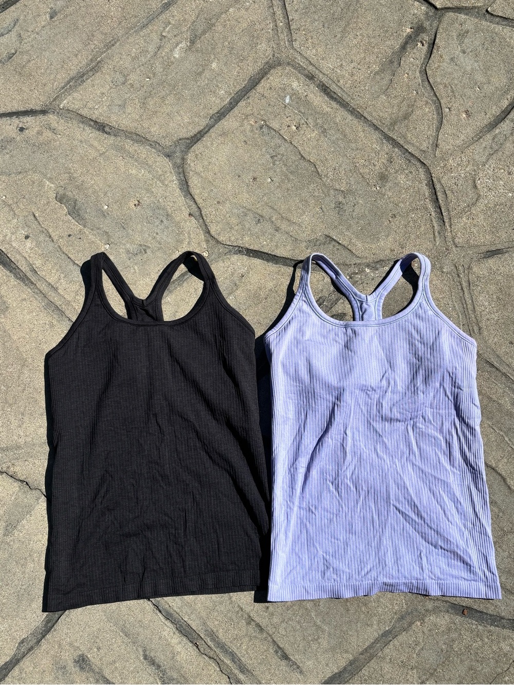 Lululemon Women's Ribbed Racerback Tank Top - Black & Light Purple